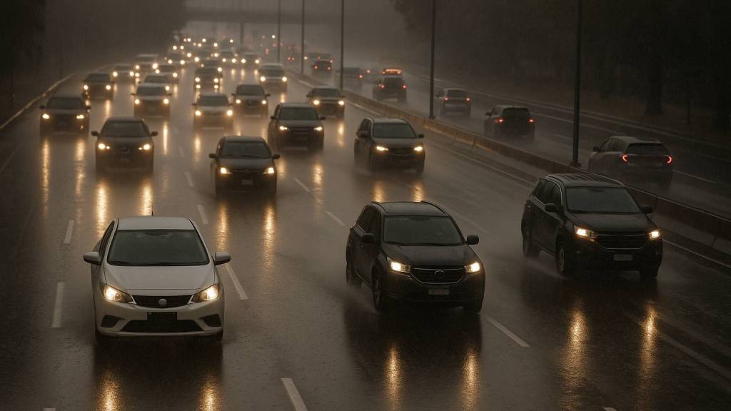 Conducir bajo la lluvia, Imagen generada por IA / ChatGPT