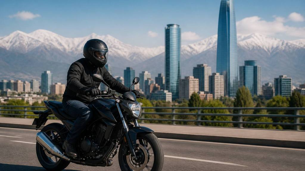 Motociclista en Santiago, Imagen generada por IA / ChatGPT