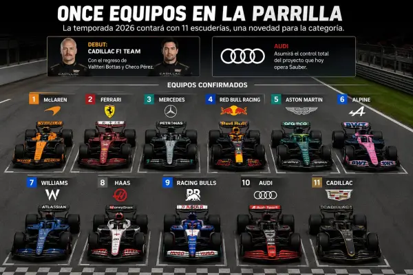 Once equipos en la parrilla - Autoguía