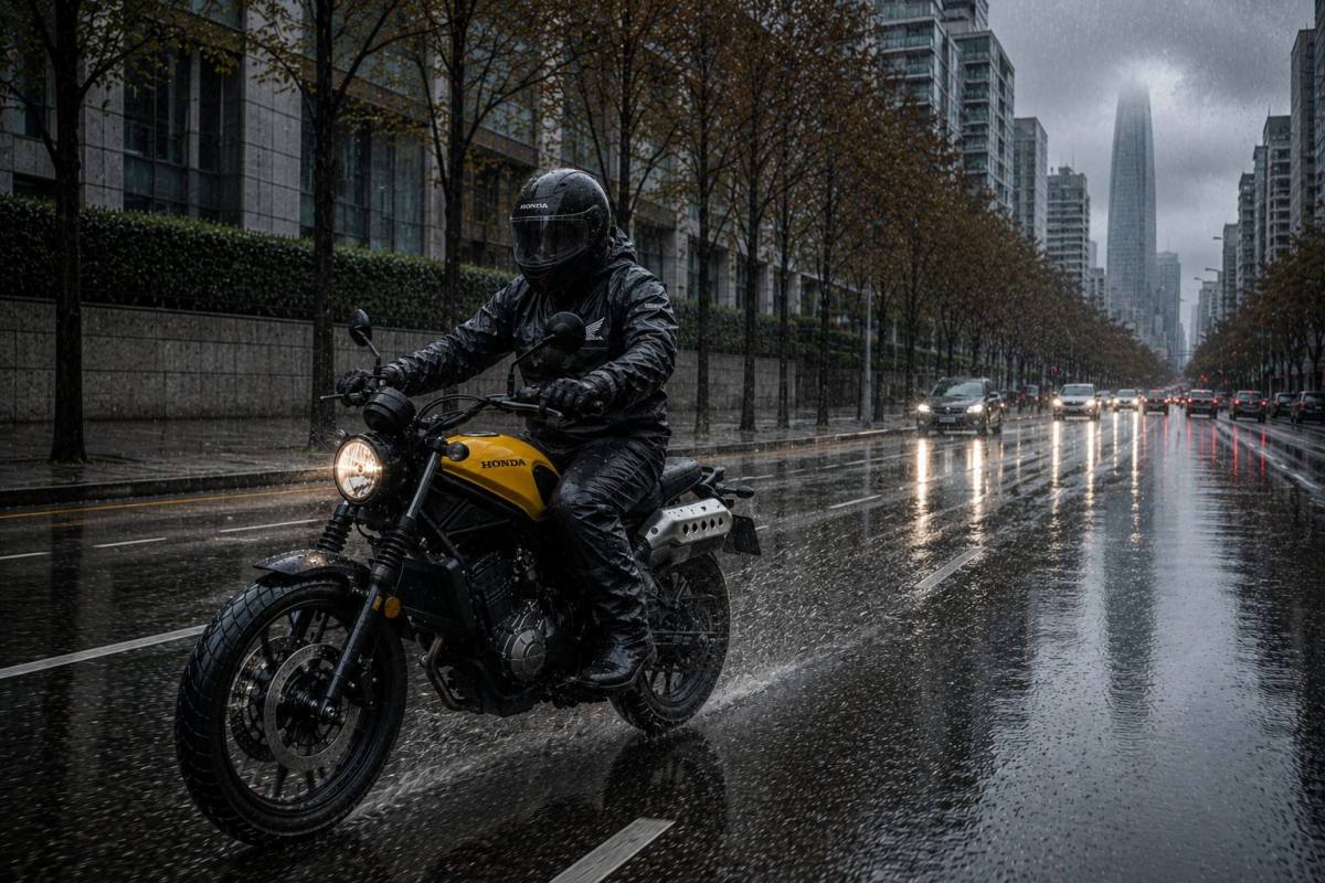 Conducción moto pavimento mojado ,Prensa