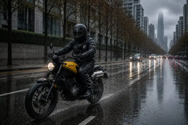 Conducción moto pavimento mojado ,Prensa