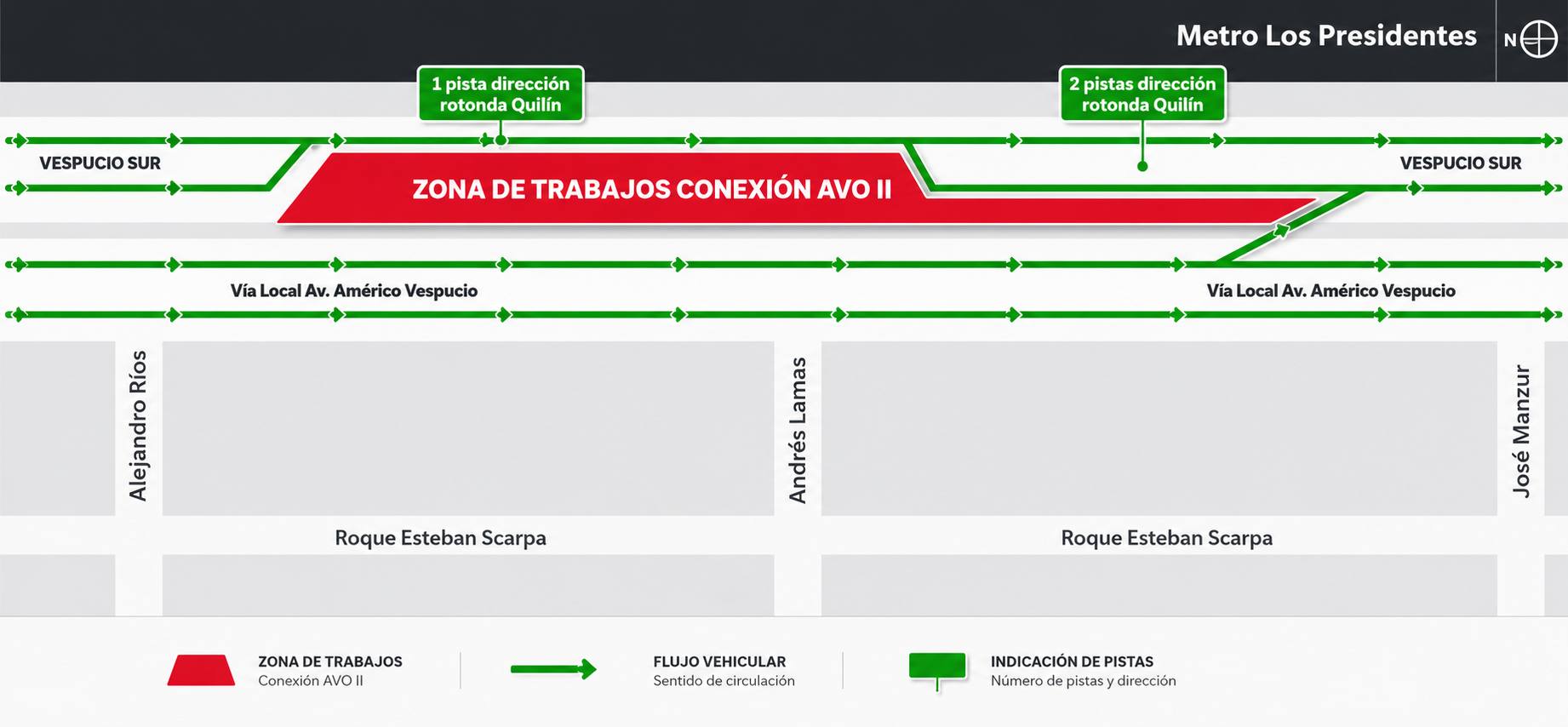 Cierre pistas en Vespucio Sur - Autoguía